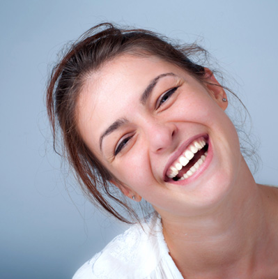 a close-up of a dental patient smiling