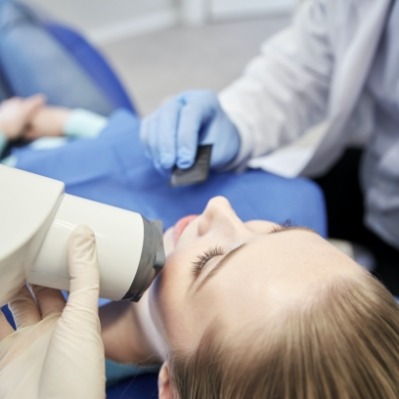 Dentist capturing digital x-rays